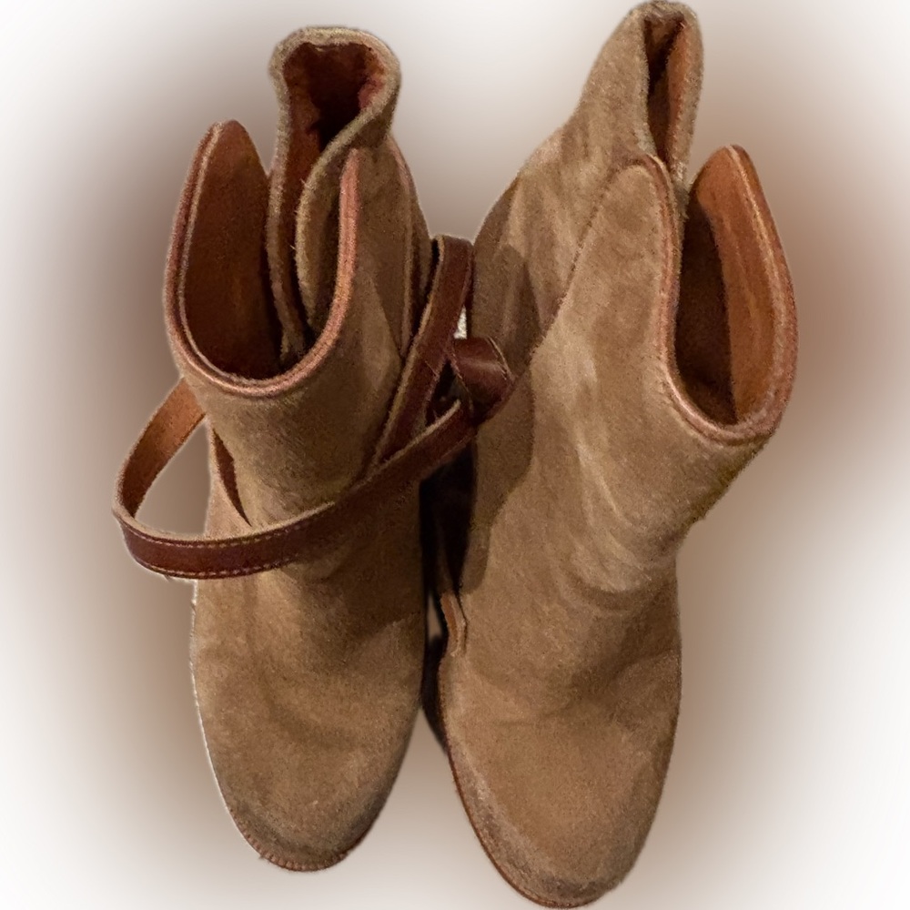 All Saints Tan Suede Ankle Boots